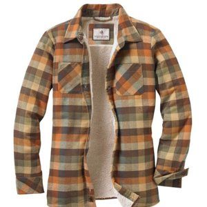 Sherpa/teddy lined flannel shirt jacket